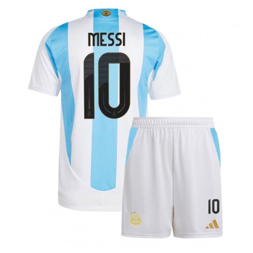 Argentina Lionel Messi #10 Hjemmebanesæt Børn Copa America 2024 Kortærmet (+ Korte bukser)